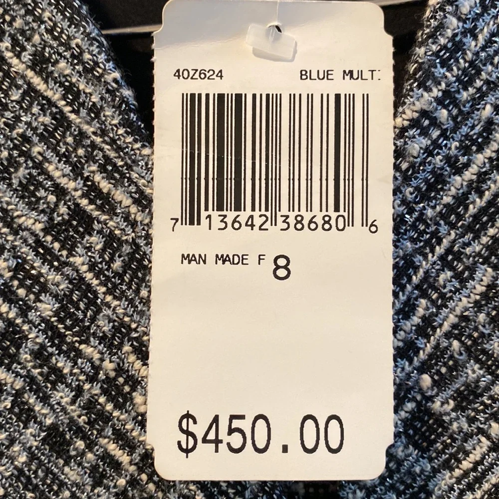 🆕 KAY UNGER New York 2 piece Skirt Suit Size 8 NWT Blue Multi 💙🖤 NWT - Picture 12 of 12